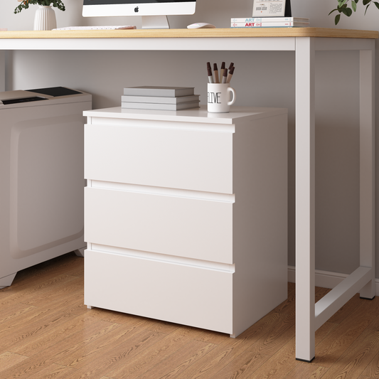 Set Of 2 3 Drawer Dresser, Small Dresser For Closet, Wooden White Nightstand For Bedroom, Chest Of Drawers Side Table Storage Cabinet For Home Office , Each Box Contains Two Side Tables