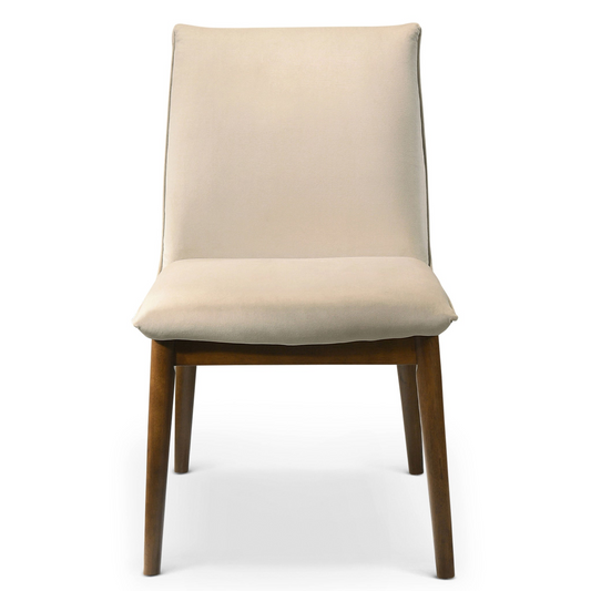 Monza Beige Velvet Dining Chair   Set Of 2   For Dining Room, Kitchen, Restaurant, Banquet, Bar Padded Chairs Armless Design With Solid Wood Legs