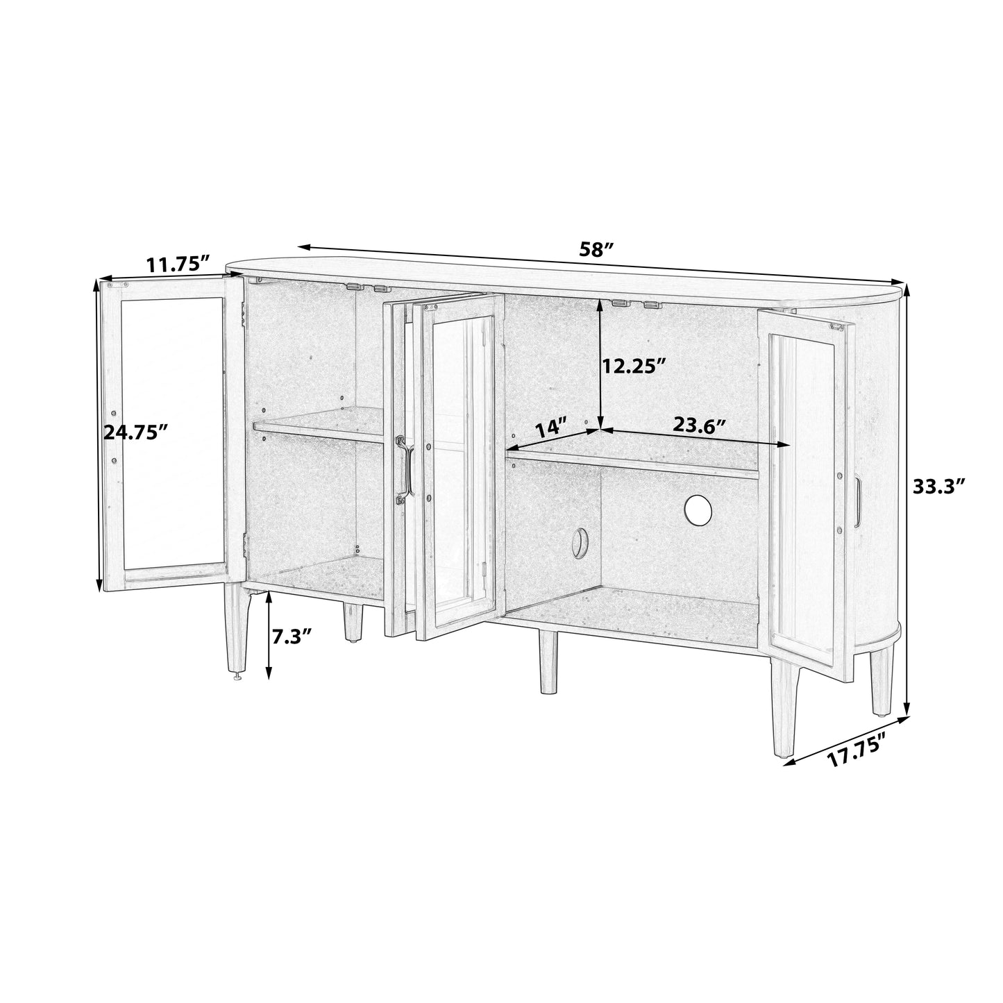 Storage Cabinet At The Entrance To The Living And Dining Room, Large Size, 4 Doors, Stylish Style, Natural