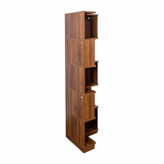 Corner Book Shelf - 5 Tier Corner Bookshelf  Bookcase With Baffle, Freestanding L Shaped Display Shelf Stand With Led Lights For Home Office, Living Room, Bedroom, Kitchen