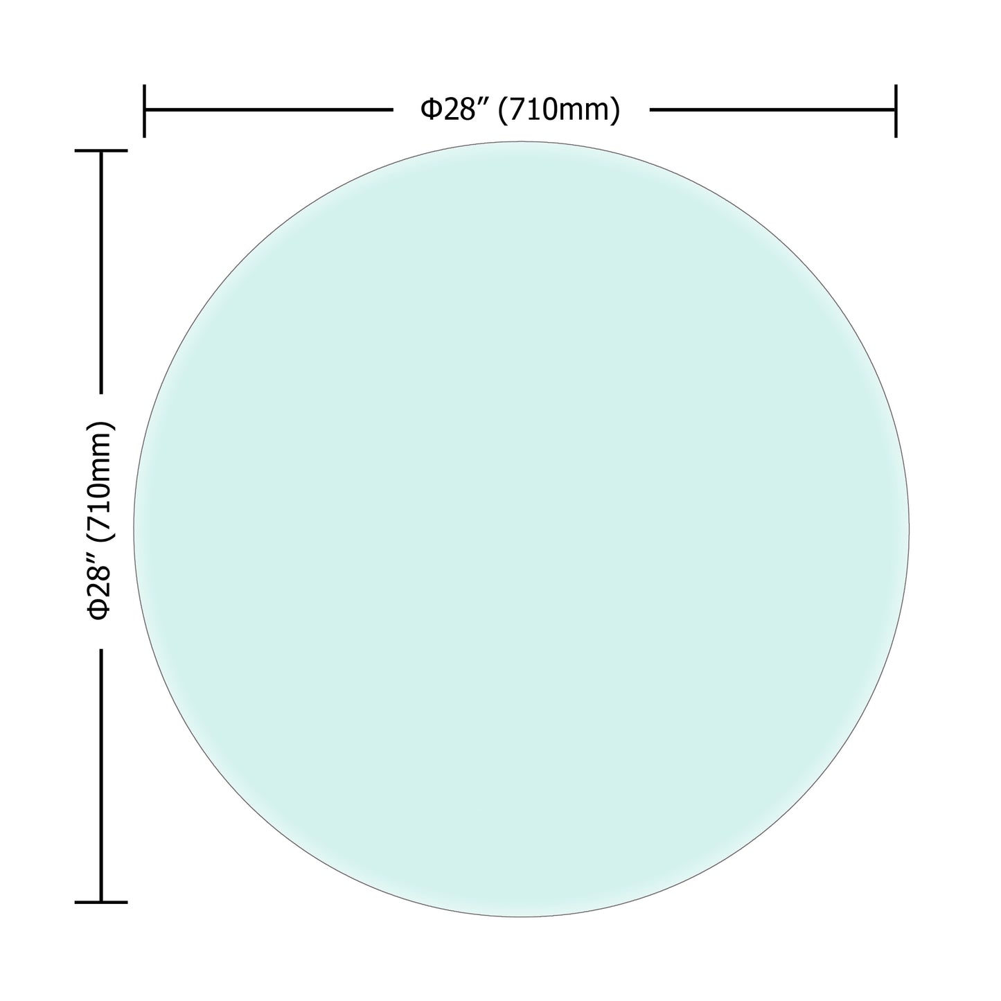 28  Inch Round Tempered Glass Table Top Clear Glass 2 5 Inch Thick Beveled Polished Edge