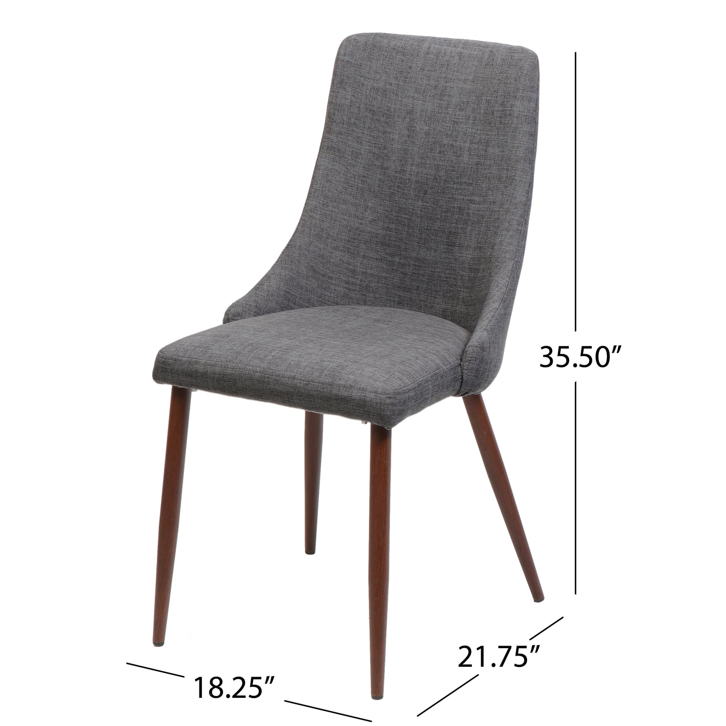 Mid Century Modern Fabric Armless Dining Chairs, Set Of 2, Light Gray