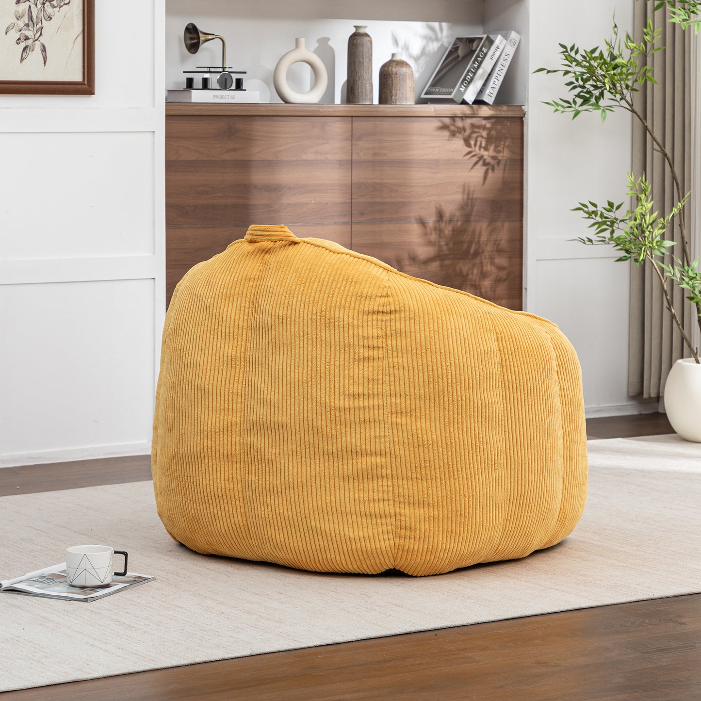 Giant Bean Bag Chair Sofa For Adults Teens, Comfy Corduroy Large Bean Bag Chairs With Armrests For Bedroom Living Room, BeanBag Lazy Sofa Couch Chairs With Filler Included
