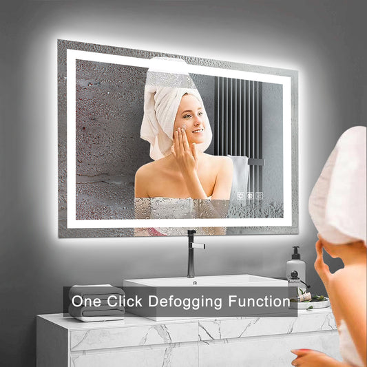 48  X 36  LED Bathroom Mirror With Anti-Fog And Touch Sensor -Modern Frameless Lighted Wall Mirror For Bathroom Vanity, Shower Room, Or Dressing Area