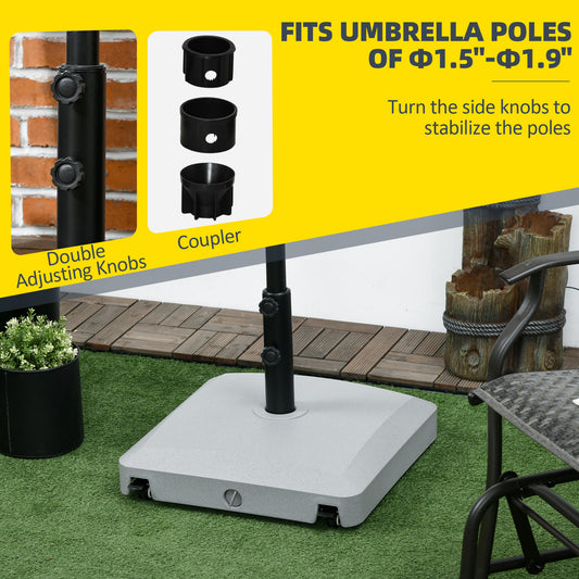 Patio Umbrella Base With Wheels, 53lbs Water Or 66lbs Sand Filled, Heavy Duty Outdoor Umbrella Stand Holder, Gray