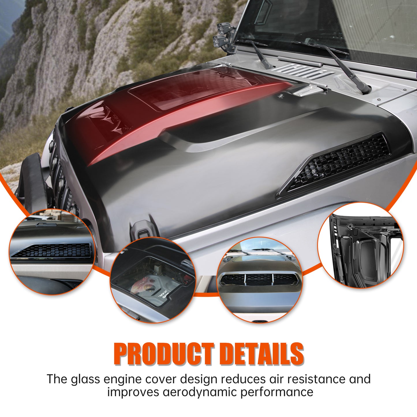 Replacement Hood Vented Heat Dispersion For 2007-2017  Wrangler JK JKU Hood Upgrade