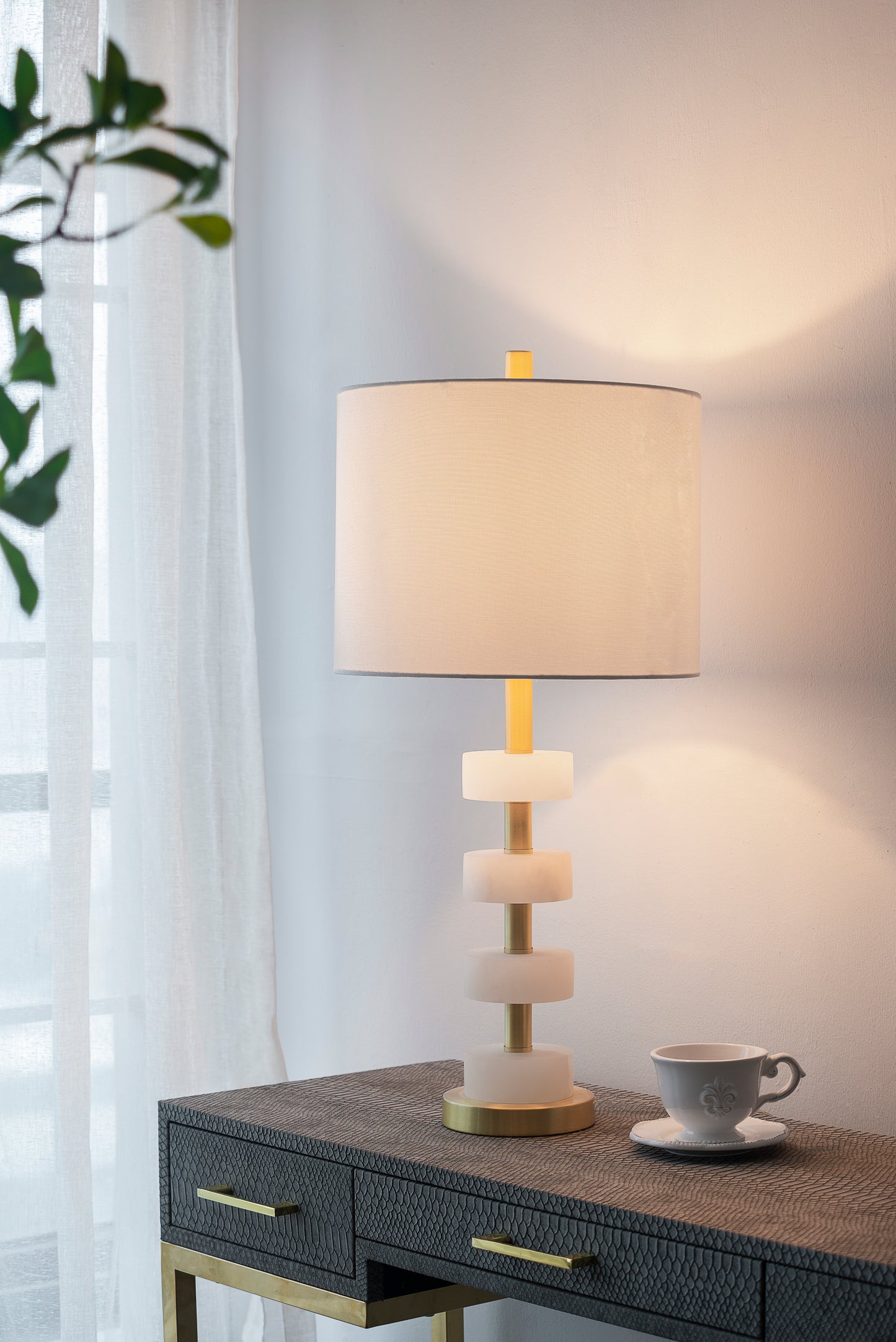 13x13x26  Marble Table Lamp
