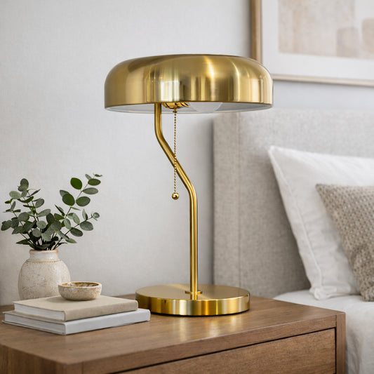 High Quality Hotel European Modern Bed Side Nightstand Decorative Table Desk Lamp, Metro Table Lamp With Gold Outer And White Inner 110-120V
