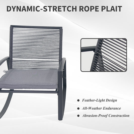 2-person Outdoor Patio Bistro Metal Rocking Conversation Set With Table