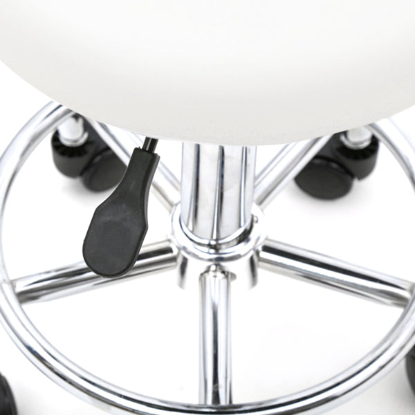 Round Shape Adjustable Salon Stool With Back And Line White