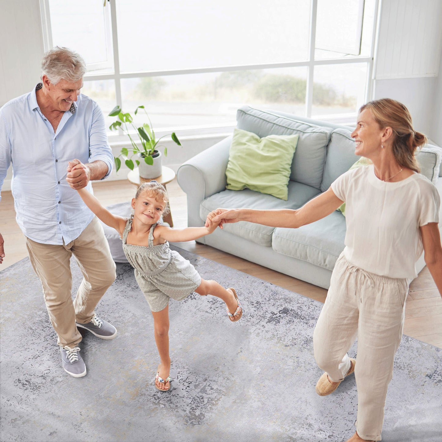 MAVAL Gold Washable Rug 9x12 Area Rug  Gray Gold, 9'x12'