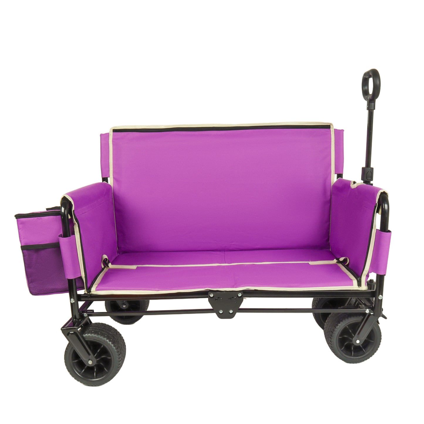 3- In- 1 Folding Wagon Cart With Bench Seat & Storage  Patent Protection -  Includes 1 Ice Pack  500lbs Heavy- Duty  180L Capacity All- Terrain Wheels For Camping  Beach  Sports  Garden  Purple