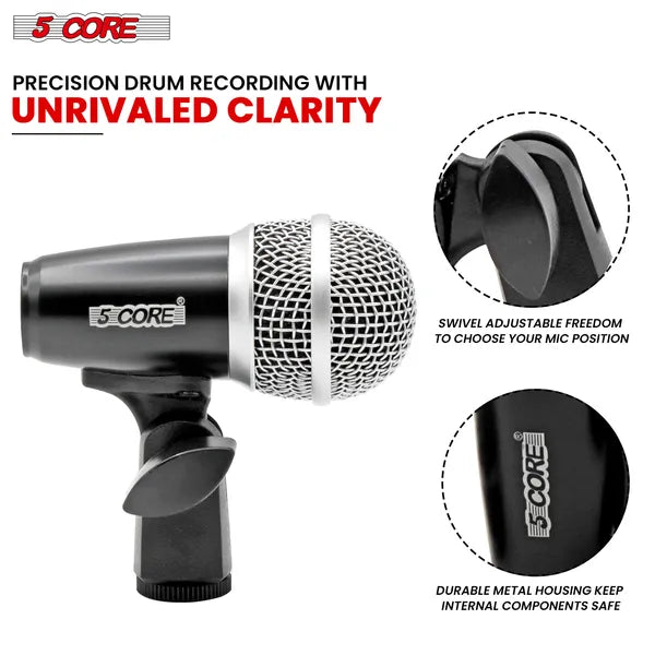 5 Core Conga Mic Snare Tom Set Professional XLR Cardioid Condenser Instrument Microphone Kit