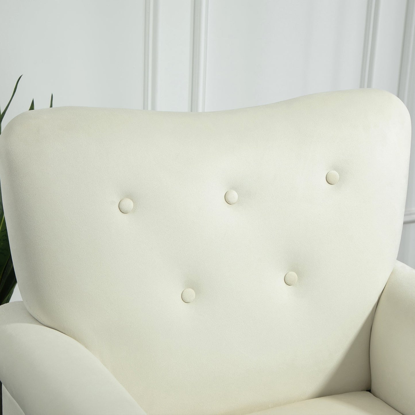Mid-Century Modern Wingback Accent Chair, Upholstered Fabric Armchair With Sturdy Wood Legs, High-Back Padded Club Chair For Living Room Bedroom Office