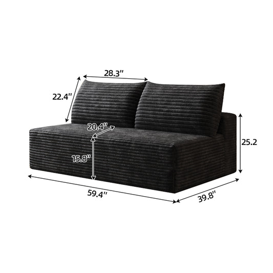 Cloud Sectional Couch,Modern Modular Sofa With Deep Seat, Upholstered Couches For Living Room Bedroom,No Assembly Required,Black Plush Corduroy Fabric