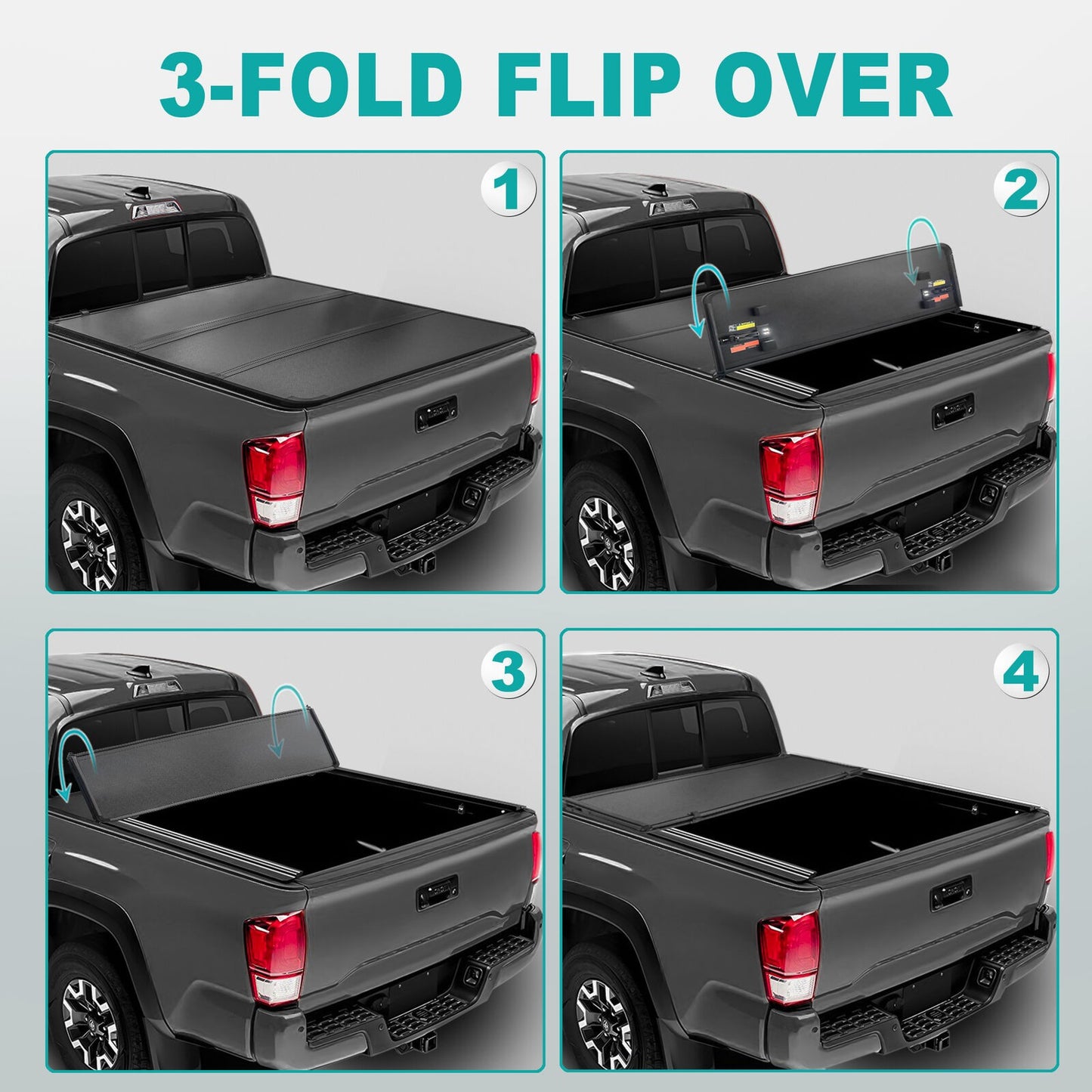 Tri-Fold 5Ft Hard Bed Tonneau Cover For Chevy 15-22 Colorado GMC 15-22 Canyon--VX-109-0875