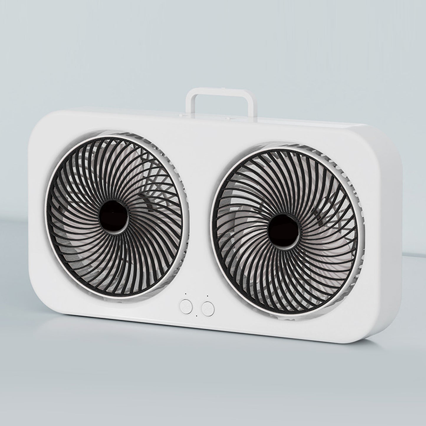 Tabletop Dual Fan USB Rechargeable Silent Air Circulation Fan With Brushless Motor Multi Speed Control For Home Dormitory Black