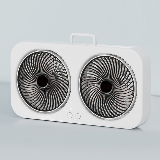 Tabletop Dual Fan USB Rechargeable Silent Air Circulation Fan With Brushless Motor Multi Speed Control For Home Dormitory Black
