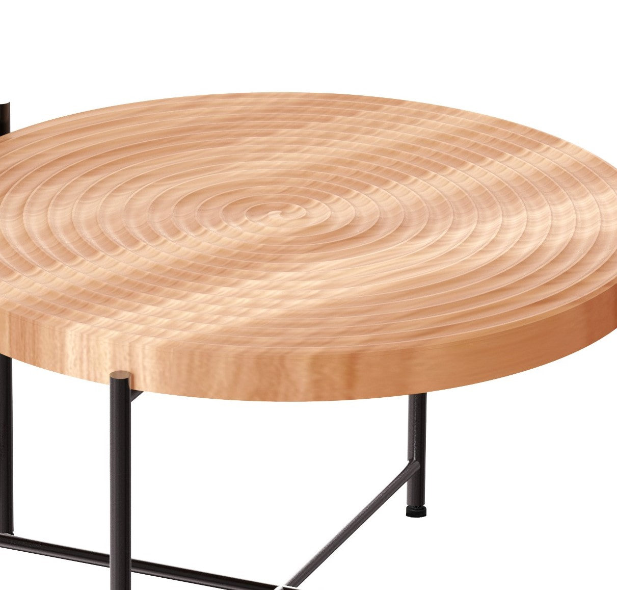 2-Piece Coffee And End Table Set -Waterproof MDF With PVC Cover, Distressed Cylindrical Design, Black Metal Legs -Classic Rustic Charm, Red Cedar-Brown