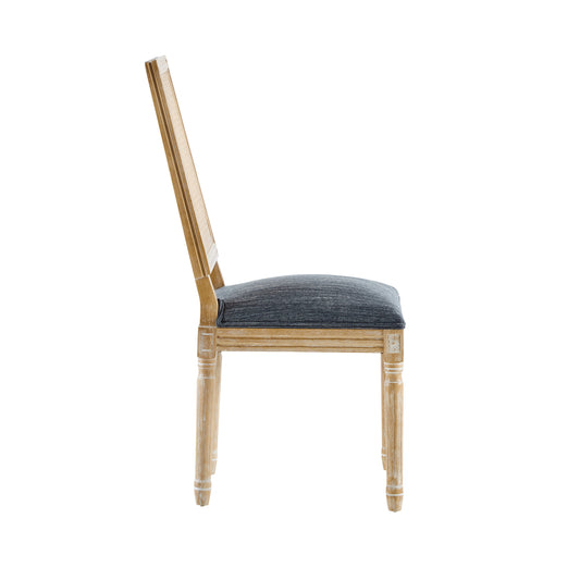 French Country Dining Chairs - Elegant Cane Backrest & Upholstered Seats With Fluted Legs - Rustic Weathered Finish - Solid Rubberwood Frame - Vintage Inspired Kitchen & Dining Room Chairs