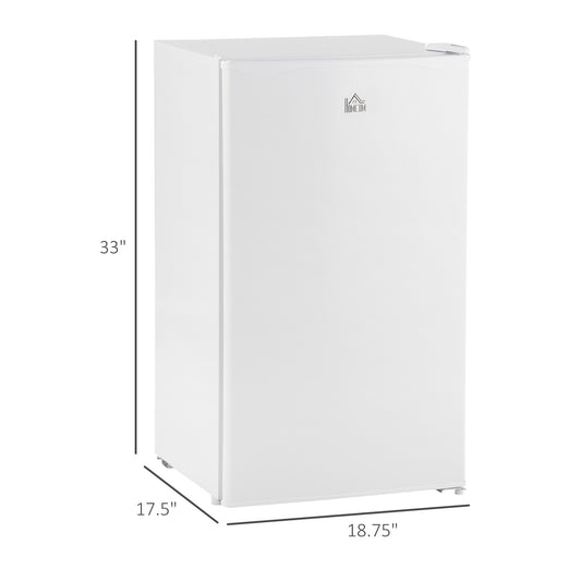 Mini Fridge With Freezer, 3.2Cu.Ft Compact Refrigerator With Adjustable Shelf, Mechanical Thermostat And Reversible Door For Bedroom, Dorm, White