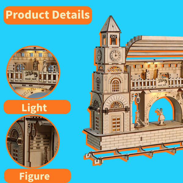 3D Wooden Puzzle Railway Station Model Kits To Build Wooden Construction Handmade DIY Craft Unique Gift For Christmas
