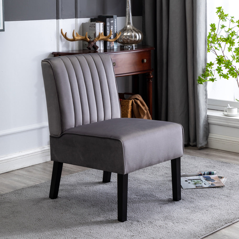 Reese Mid Century Modern Accent Chairs Set Of 2 With Minimalist Design, Elegant Velvet Upholstery And Solid Wood Legs, Ideal For Living Room Or Bedroom, Grey