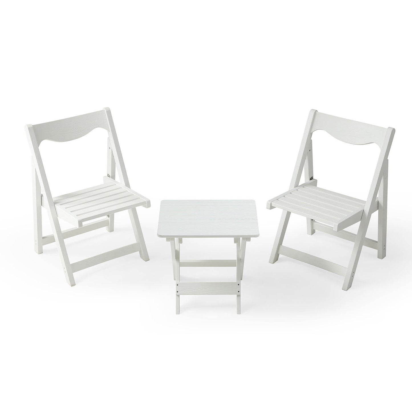HIPS Foldable Small Table And Chair Set With 2 Chairs And Rectangular Table  White