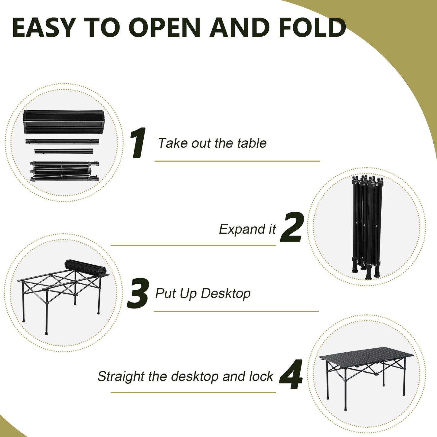 120cm Portable Carbon Steel Camping Table Outdoor Folding Camping Table Portable Ultralight Camping Table Roll-Up Camping Table Folding