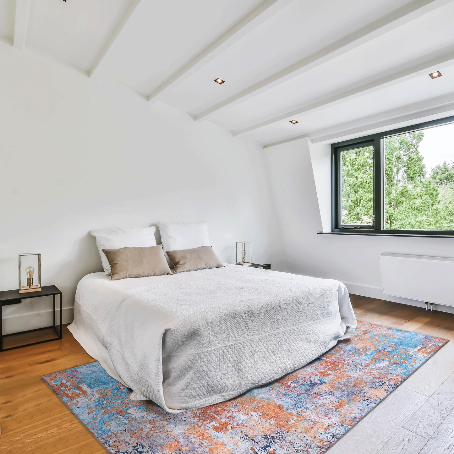 MAVAL Multi Washable Rug 5x8 Area Rug  Multi, 5' X 8'