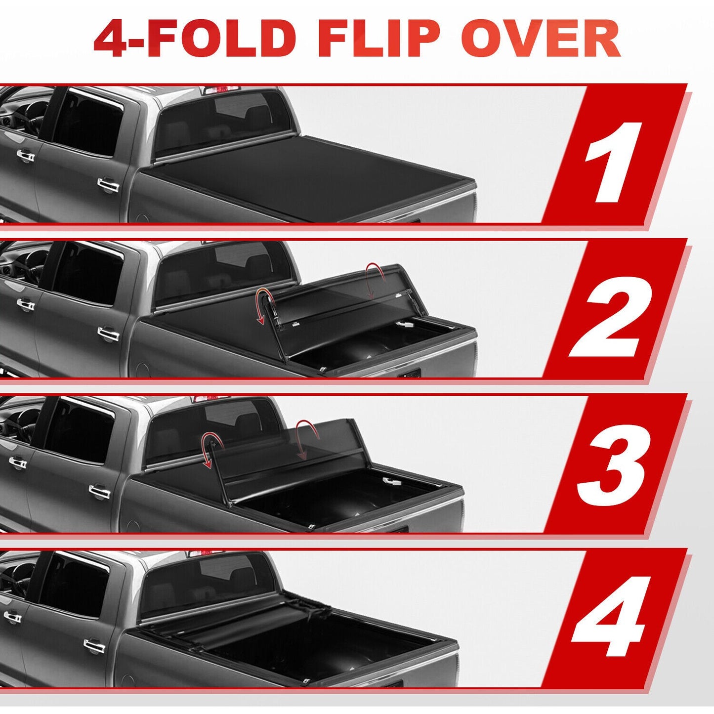 4-FOLD 5.5' Soft Tonneau Cover For F150 15-22 Ford F-150 F150 Truck 5.5FT Bed--A86313-20301M32101YF
