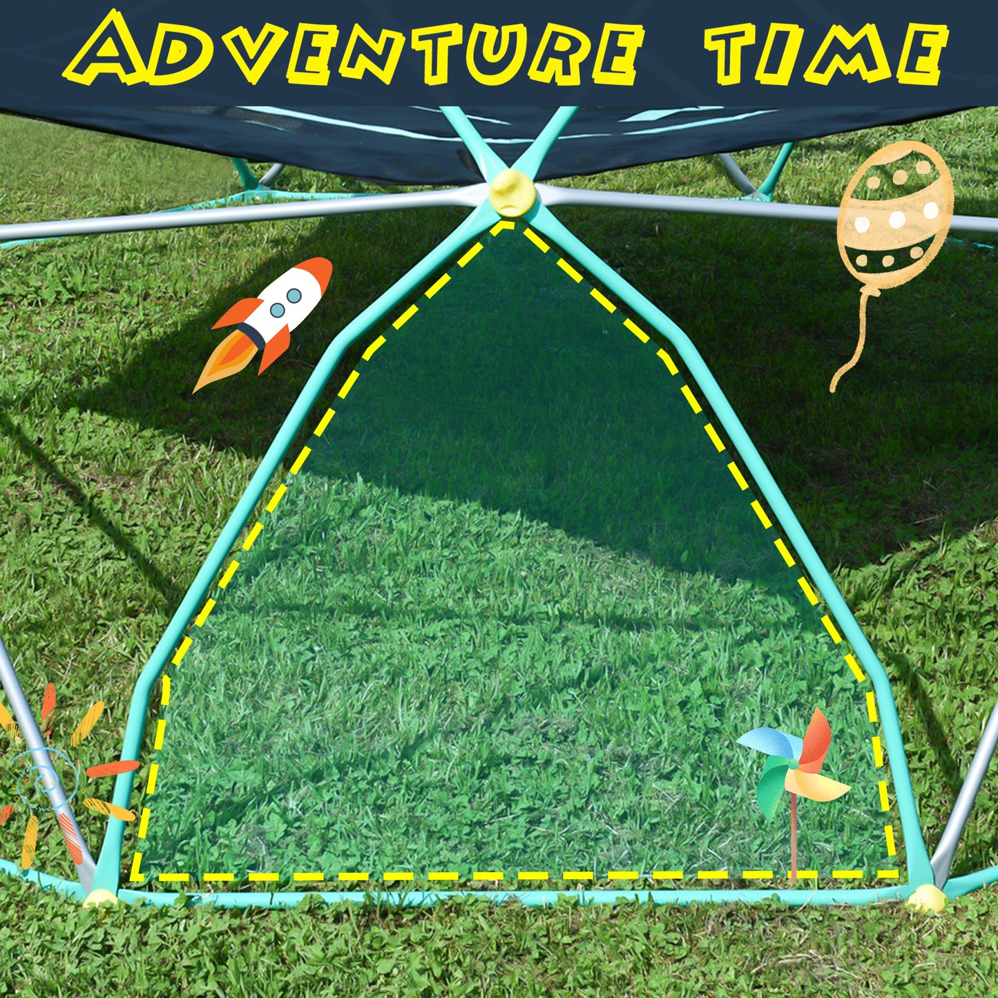 12ft Geometric Dome Climber Play Center, Kids Climbing Dome Tower, Rust & UV Resistant Steel Supporting