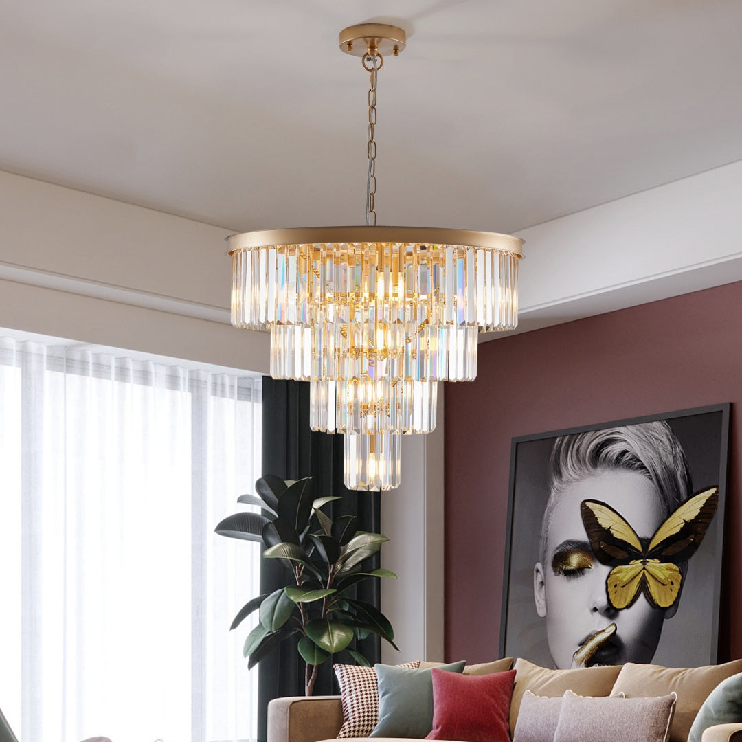 24  Contemporary Crystal Modern Chandeliers Crystal Ceiling Chandelier 4 Tier Golden Chandelier Lighting For Dining Room Living Room Bedroom  Bulbs Not Included