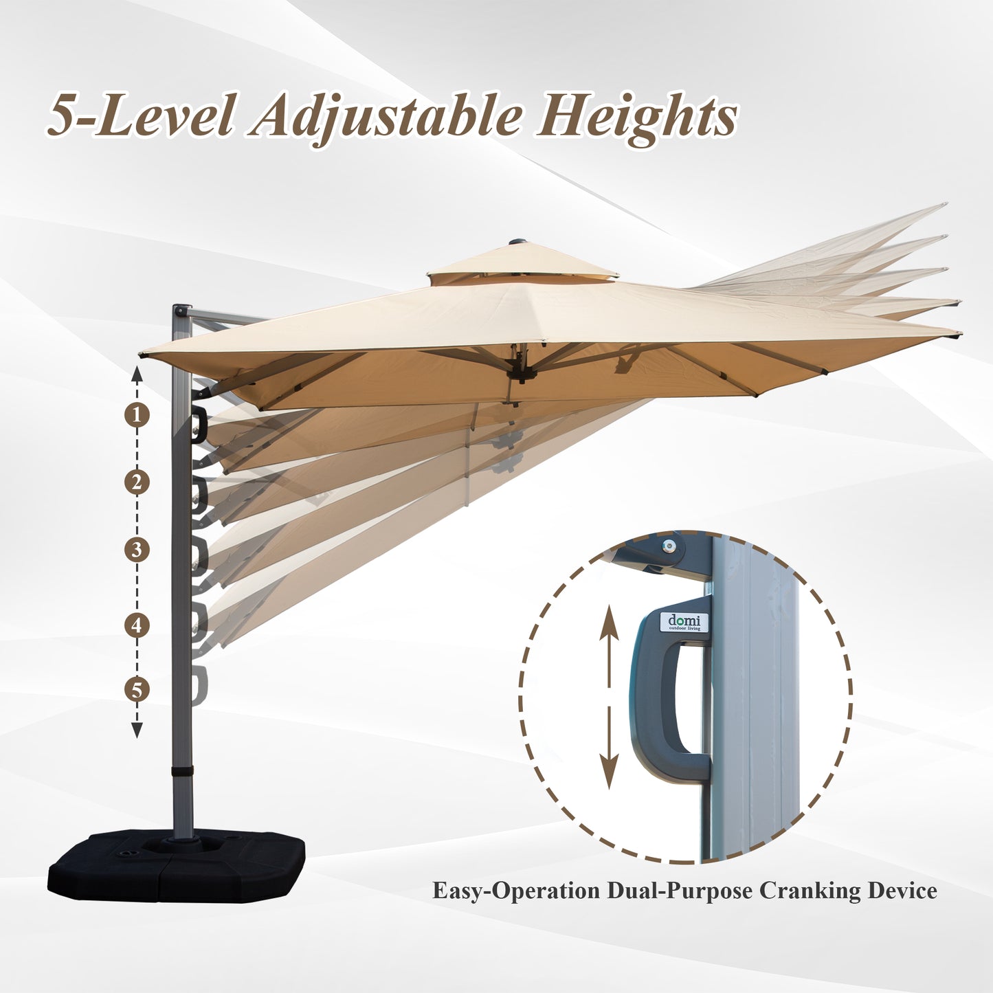 9  X 11   Rectangle Cantilever Umbrella With Center Pole, Beige   Base Not Included