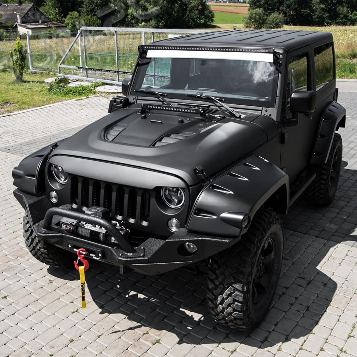 Vented Heat Dispersion Hood Compatible With  Wrangler JK JKU 2007-2017,10th Anniversary Edition Metal Replacement Hoods Accessory Black