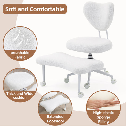 Meditation Chair, An Ergonomic Cross-legged Seating Chair With Lumbar Support And A Height-adjustable Seat Cushion, Ideal For People Engaged In High-intensity Office Work. Beige