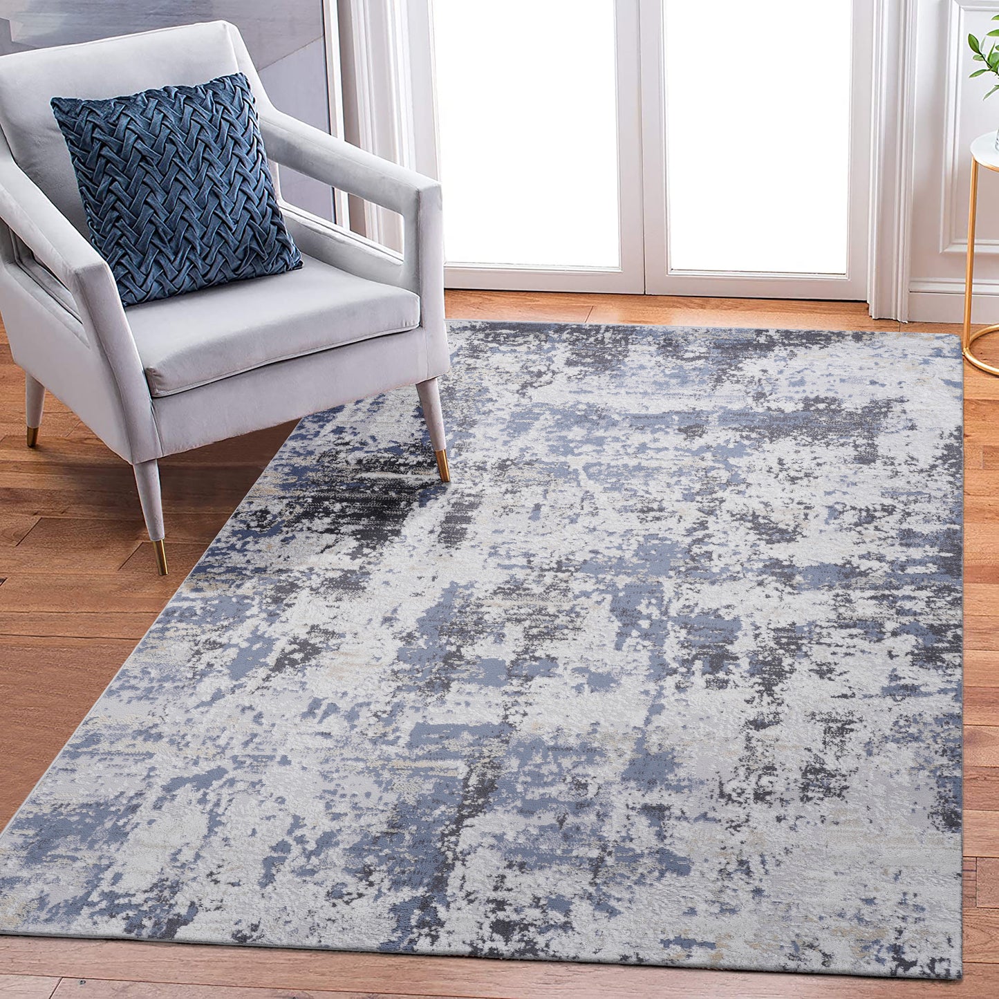 PAYAS   6X9 Grey  Denim  Abstract Area Rug