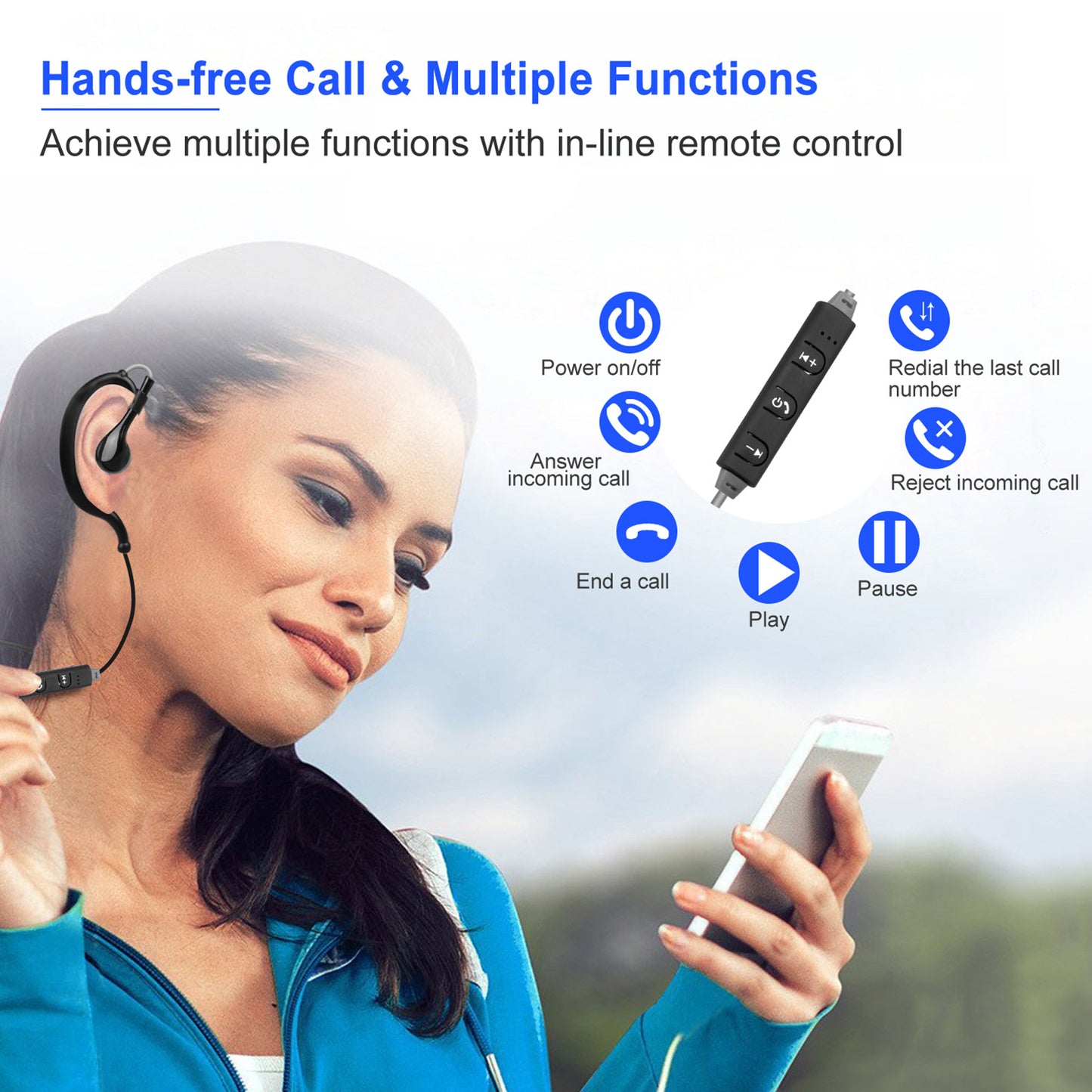 Wireless Headsets V4.1 Sport In-Ear Stereo Headphones Sweat-proof Neckband Earbuds With Mic Deep Bass HiFi Earphones For Running Hiking Travel