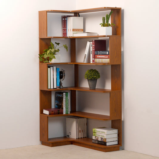 90cm 35.43 Extended Size 5-Tier Freestanding L-Shaped Corner Bookshelf For Living Room,Bedroom,home Office Wooden Bookcase With Anti-drop Panel And Anti Tipping Device,Display Shelf Open Storage