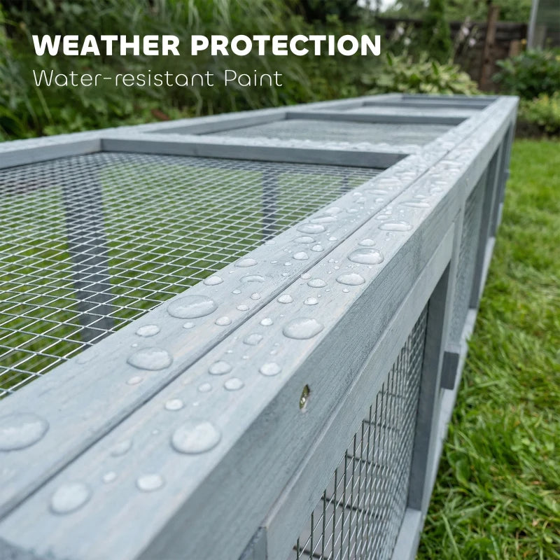 PawHut Wooden Cat Run With Weather Protection, Connecting Inside And Outside, Dark Gray