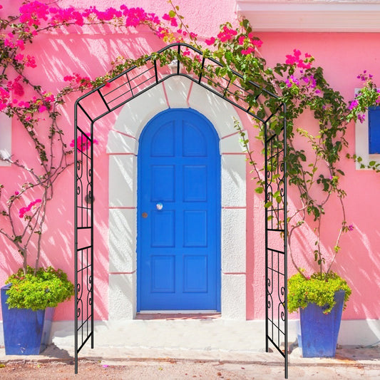 Metal Garden Arch L56.3  X W16.93  X H94.5  Climbing Plants Support Rose Arch Outdoor Black