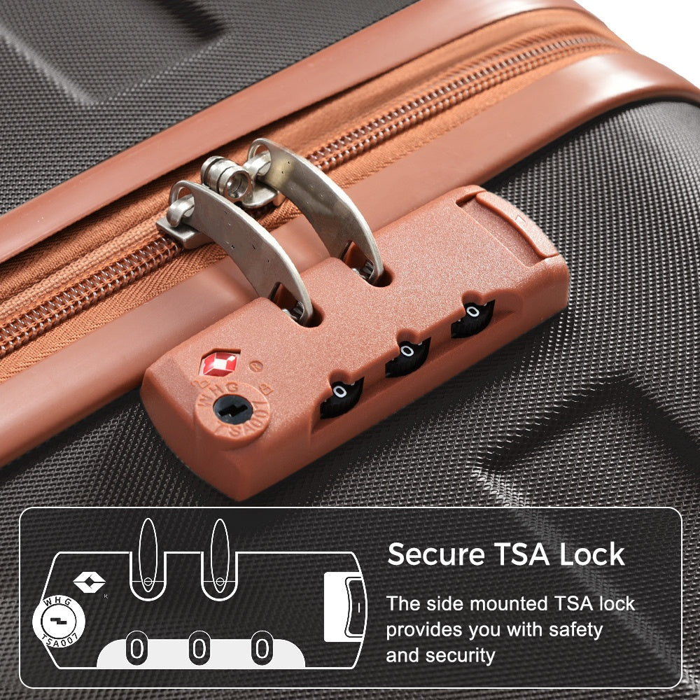 Luggage Sets New Model ABS Hardshell 3pcs Clearance Luggage Hardside Lightweight Durable Suitcase Sets Spinner Wheels Suitcase With TSA Lock 20 24 28 Black And Brown