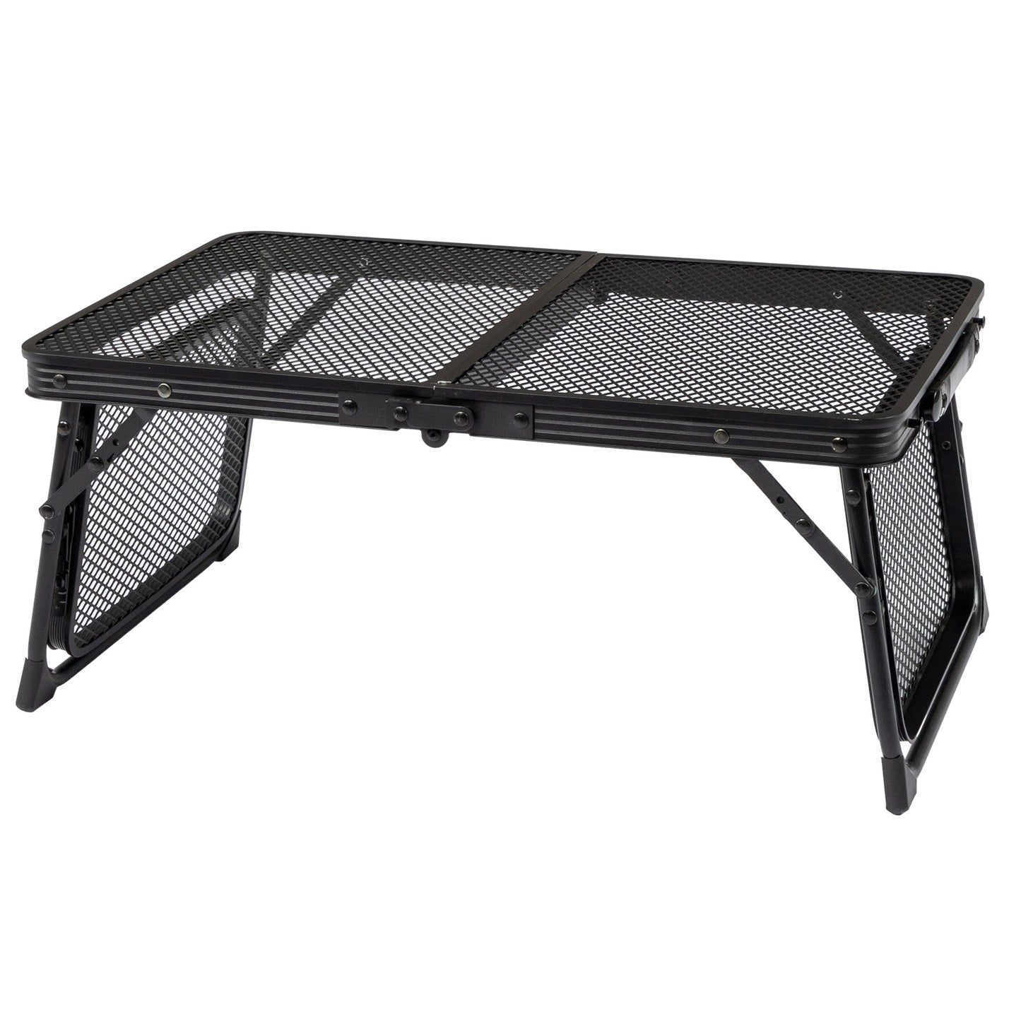3 Ft Folding Grill Table, Portable Picnic Table With Wing Panels Height Adjustable Metal Table, Lightweight, Stable Lockable Legs Easy Setup For Cooking, Camping, Picnic, BBQ Black