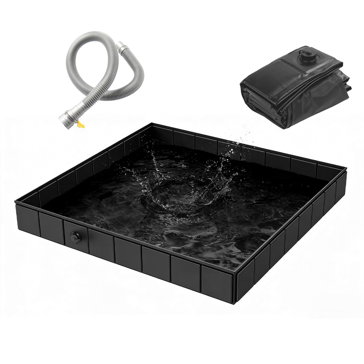 41x41x5.5in Portable Shower Pan Foldable Shower Basin Collapsible Camping Shower Tent Base With Detachable Drain Pipe For Indoor & Outdoor