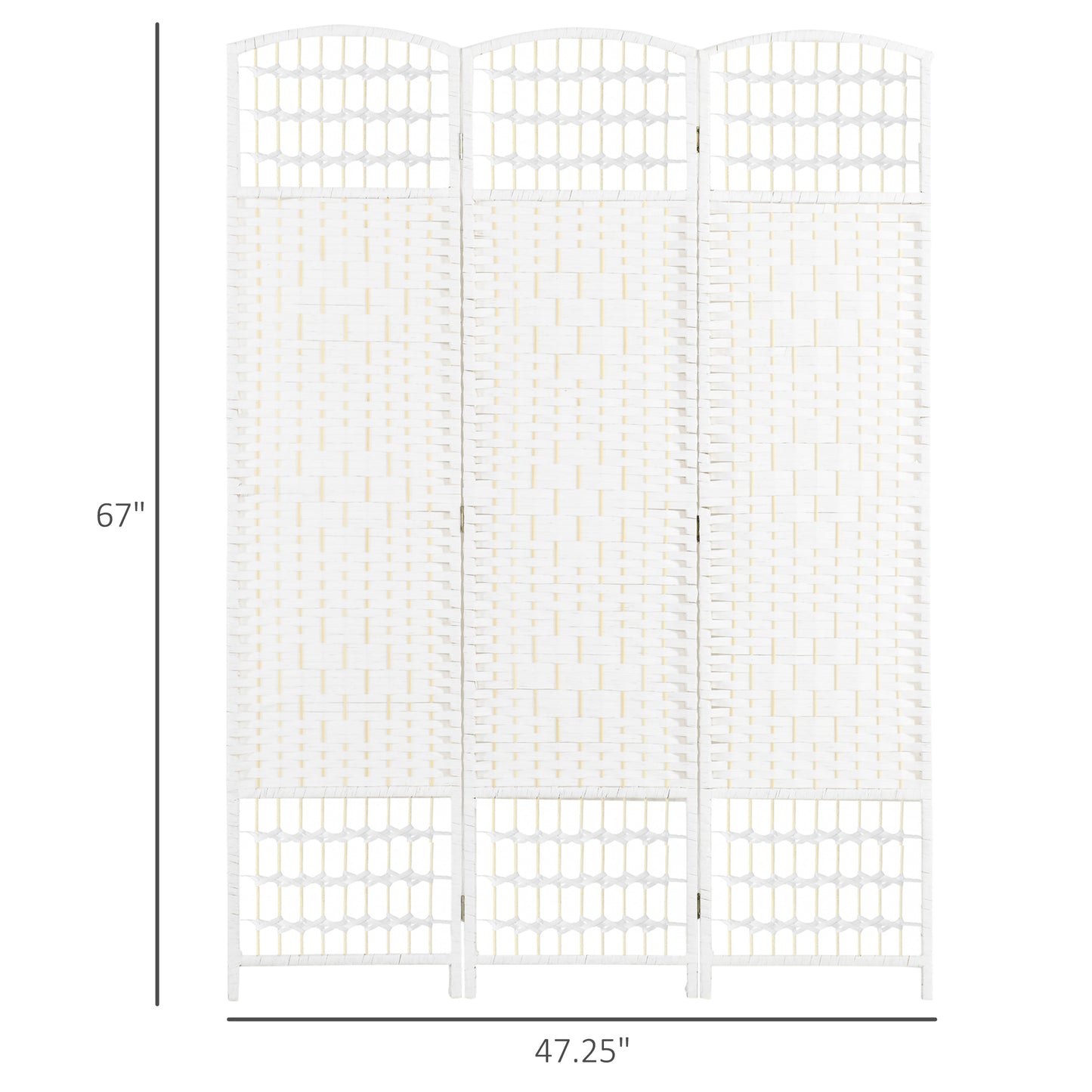 3 Panel Folding Room Divider Portable Privacy Screen Wave Fiber Room Partition For Home Office White