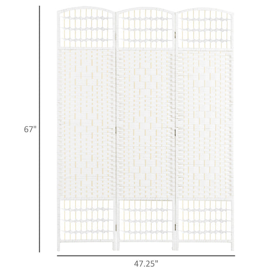 3 Panel Folding Room Divider Portable Privacy Screen Wave Fiber Room Partition For Home Office White