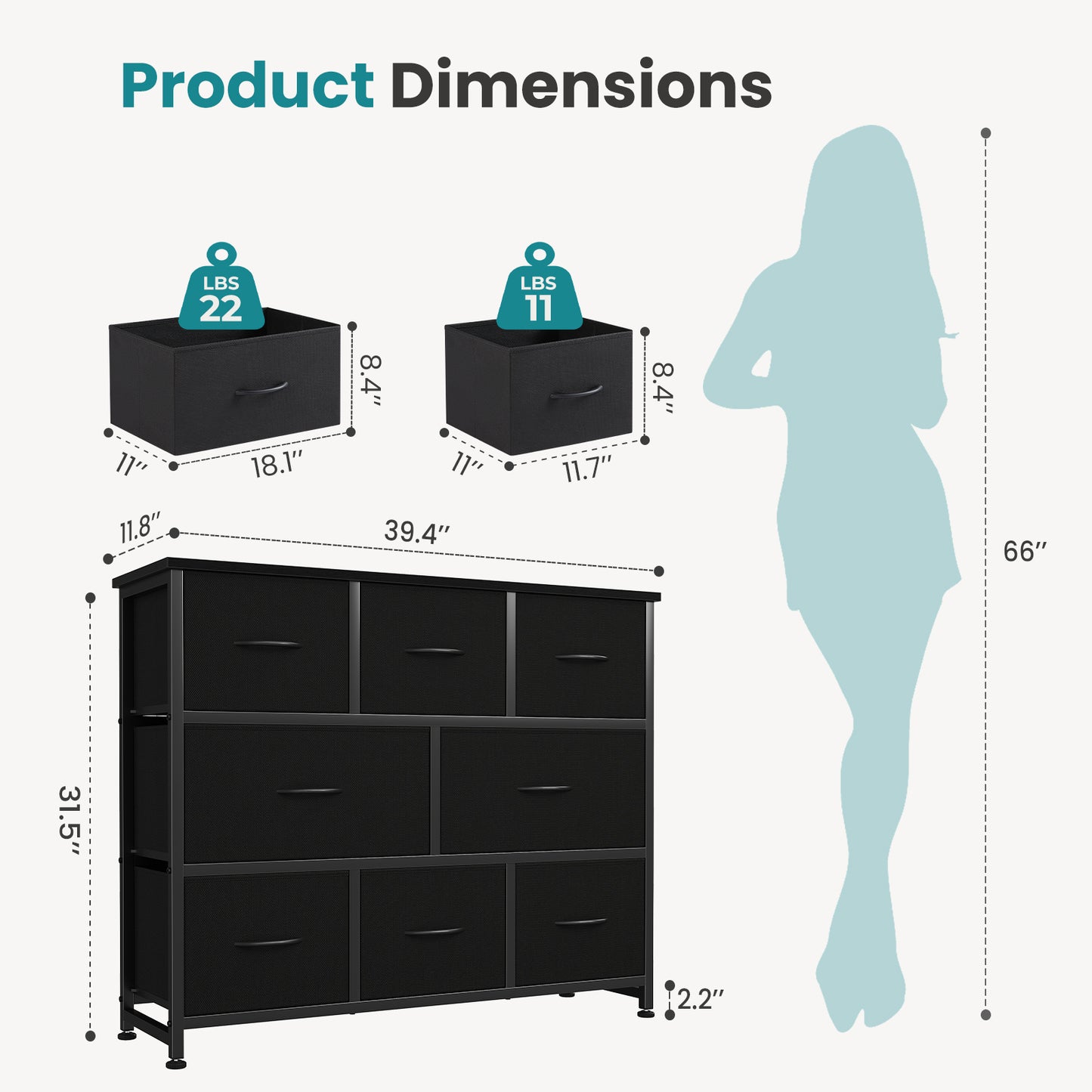 With 8 Fabric Drawers, A Spacious Storage Rack Suitable For A Cloakroom, And A Wooden Tabletop And Frame