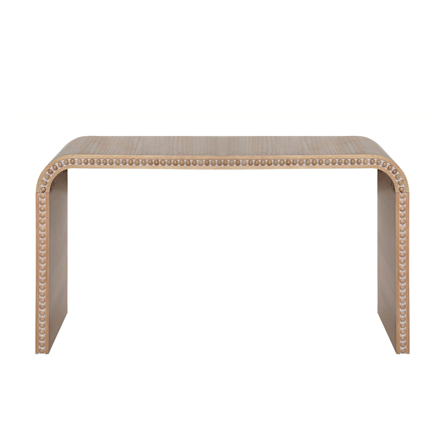 Natural Wood  Console Table, 59in Entryway Table, Curved Waterfall-style Table,Console Table With Wood Beads,Entrance Table For Entryway, Hallway, Living Room, Foyer, Corridor, Office
