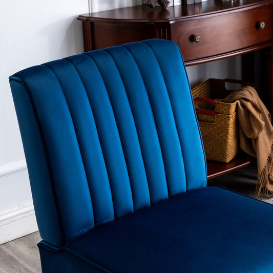 Reese Mid Century Modern Accent Chairs Set Of 2 With Minimalist Design, Elegant Velvet Upholstery And Solid Wood Legs, Ideal For Living Room Or Bedroom, Dark Blue