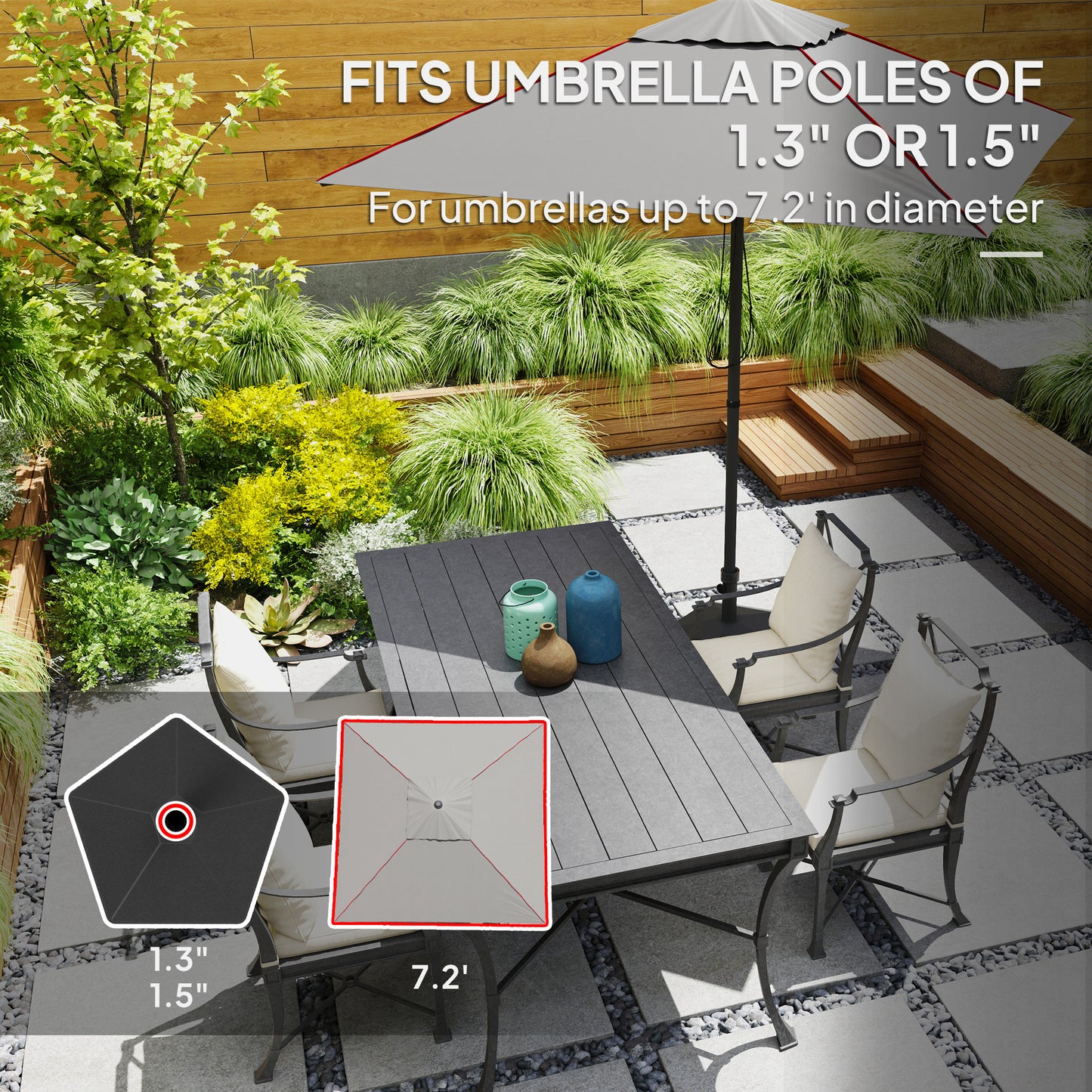 Patio Umbrella Base Holder, Heavy Duty Outdoor Umbrella Stand Base, Filled Up To 42lbs With Stand Or 33lbs With Water For Garden, Poolside, Black